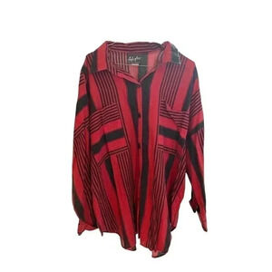 Style plus size 42 black and red stripes button down